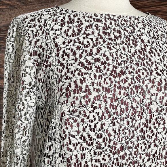 Carven French Designer Lace Blouse Top size 42 EU/M US Ivory Lined Back Zipper - Picture 5 of 11